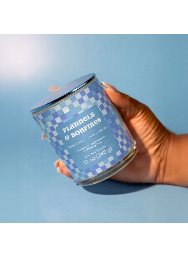 IRIS CELESTE Flannels & Bonfires Jar Candle 340grams -  Scented candle 15oz  | 45 hrs burn-time | Perfect for Gifting, Home Décor, Parties & Room Perfuming | Ideal for Living room and Office Décor - Image 2